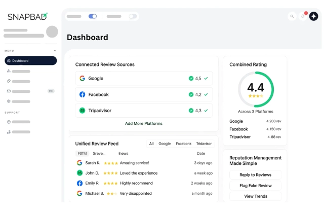 Manage All Reviews in One Place Manage All Reviews in One Place